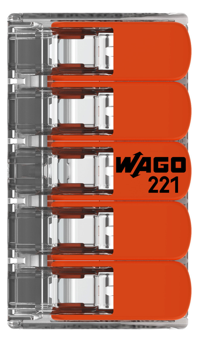 Steckklemme 5f 450V 32A Serie 221 0,2-4qmm m.BetätiHebel f.Massivleiter