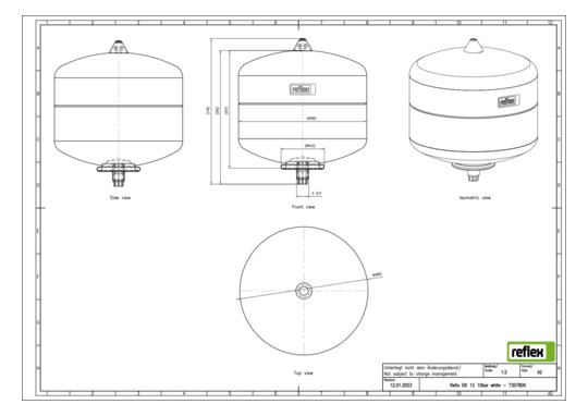 Reflex Membran-Druckausdehnungsgefäß Refix DD 12, 10 bar/70 °C, G 3/4, weiß