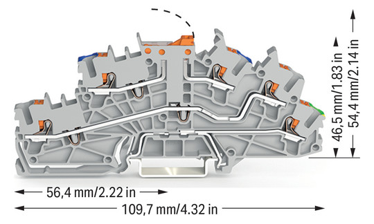 Installationsklemme 20A 0,25-4qmm 3pot gr APL_erf. Federzugans