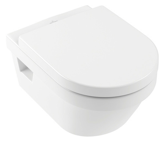 V&B Combi-Pack-Wand-Tiefspüler DirectFlush Architectura 37x53cm, oval, spülrandlos, wandhängend, waagerecht, mit WC-Sitz, weiß