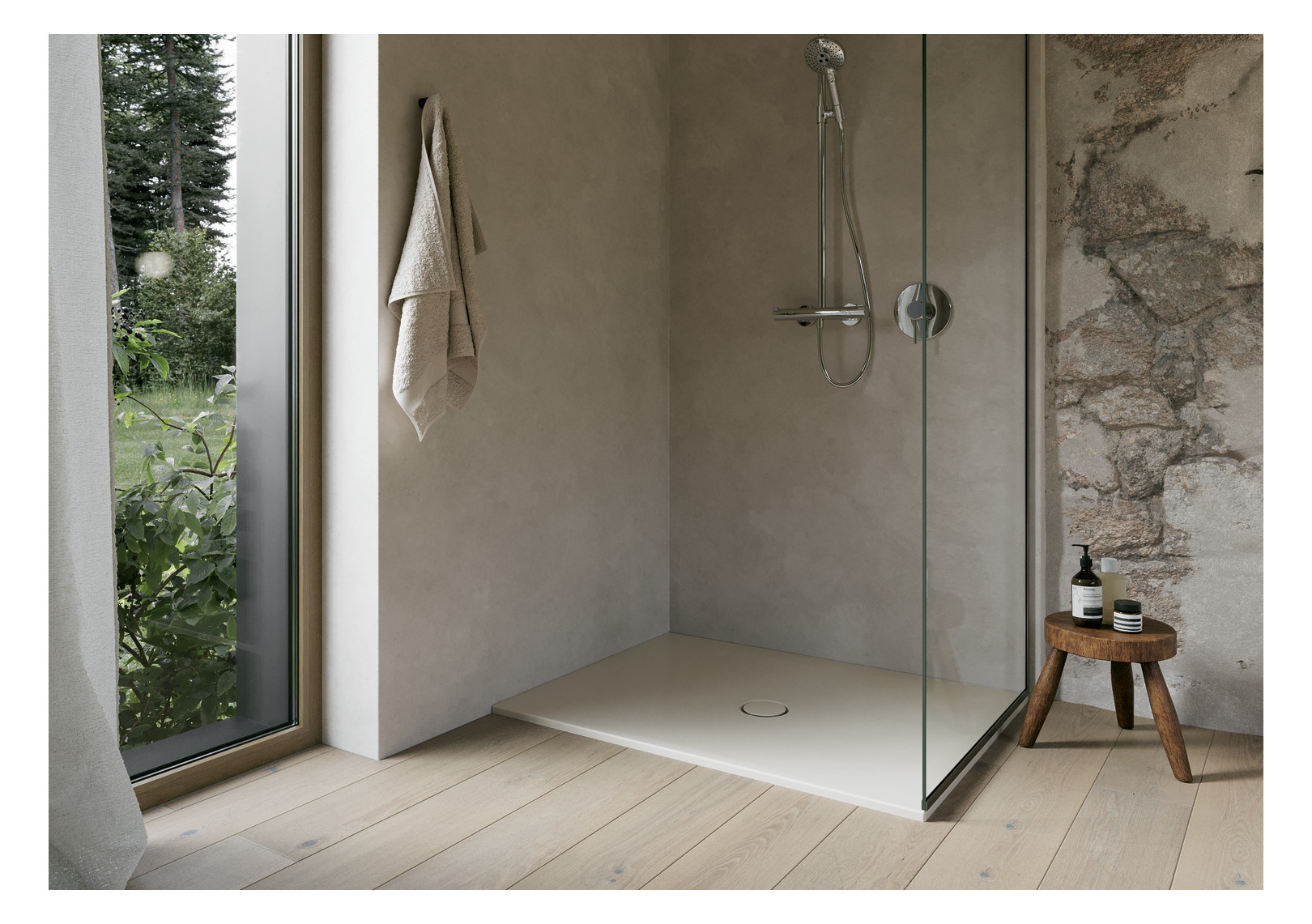 Duschfläche BetteFloor 5841 90x75cm, Glasur, Mini-Wannenträger, jasmin