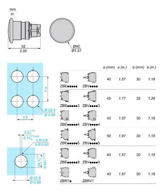 Frontelement für Not-Aus Ø22,5mm sw rnd IP66 hoch Tastend