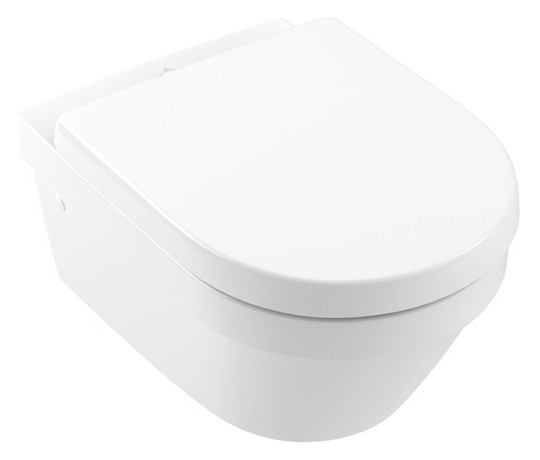 V&B Combi-Pack-Wand-Tiefspüler Architectura 37x53cm, oval, wandhängend, Abgang waagerecht, mit WC-Sitz, weiß