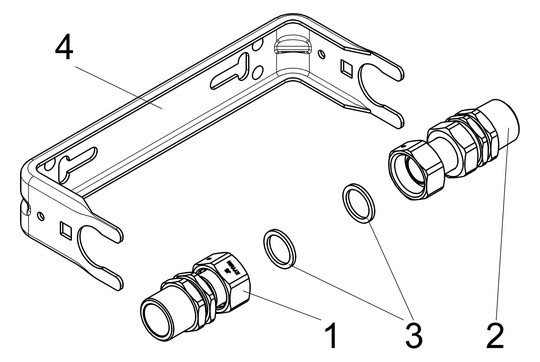 Schlösser Wasserzähler-Bügel 2250 1" Qn 2,5, starr, verzinkt, waagerecht, Verschraubungen