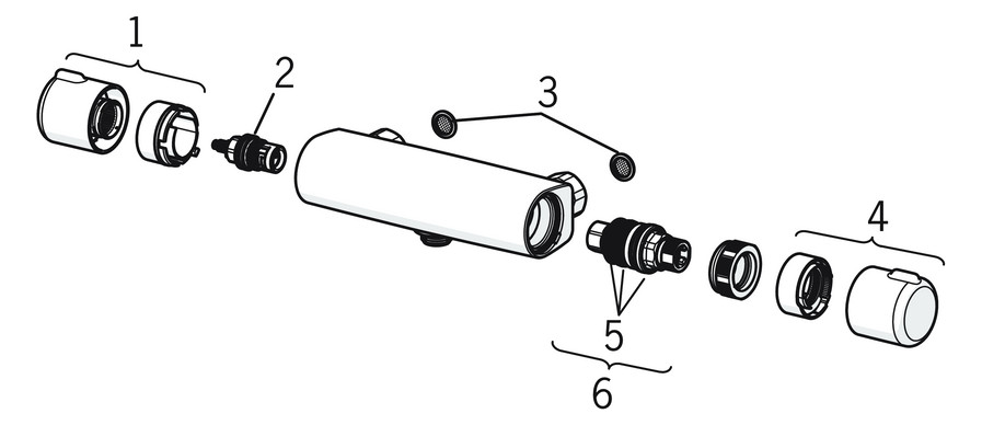HANSA Brause-Thermostat HANSAMICRA AP, S-Anschlüsse, vertauschte Kalt-/Warmwasser-Anschlüsse, chrom
