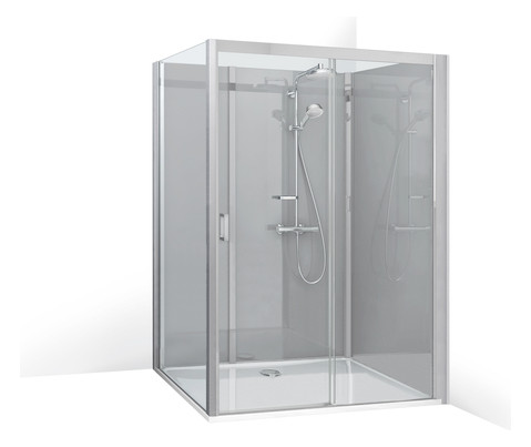 Roth Komplettdusche Vinata Spirit Eck 1560 x 877 x 2160 mm, ESG Rückwände anthrazit, ESG Schiebetür klar