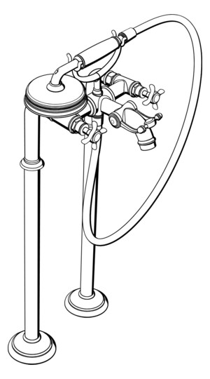 hansgrohe Fertigmontageset Axor Montreux 2-Griff-Wannen-Armatur, bodenstehend, mit Kreuzgriffen, chrom