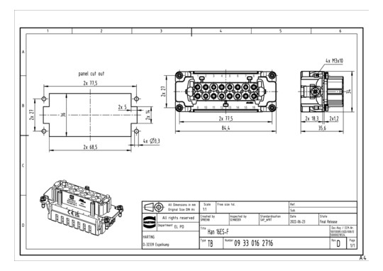 HART Kontaktein. Han 16 ES-F 09330162716 
