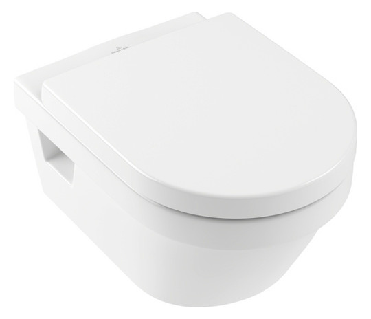V&B Combi-Pack-Wand-Tiefspüler DirectFlush Architectura 37x53cm, oval, spülrandlos, wandhängend, waagerecht, mit WC-Sitz, weiß C-plus