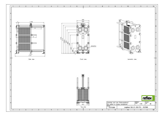 Reflex Wärmetauscher Longtherm RLG-21-160 Plattenzahl 160, geschraubt, Edelstahl