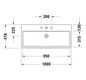 Duravit Möbel-Waschtisch Vero Air 100 x 47 cm, weiß, mit 3 Hahnlöcher, mit Überlauf, mit Hahnlochbank