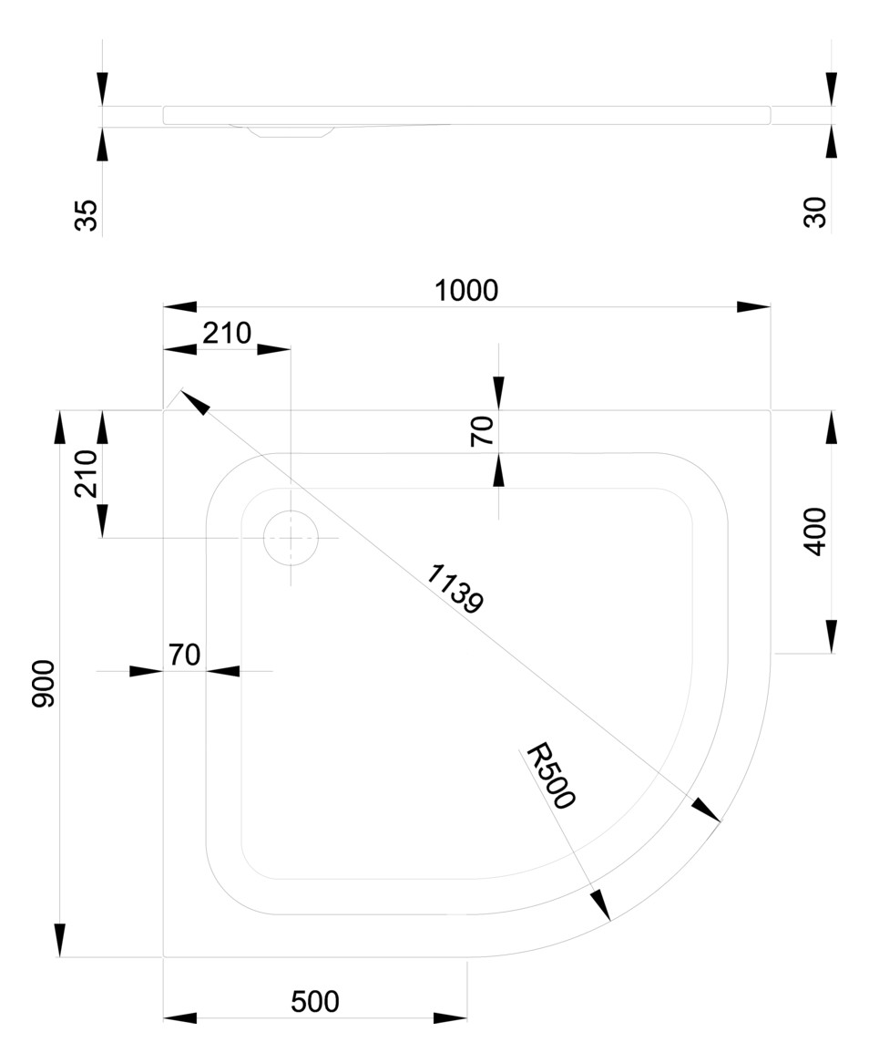 Duschwanne BetteCorner 5461 90x100x3,5cm, snow