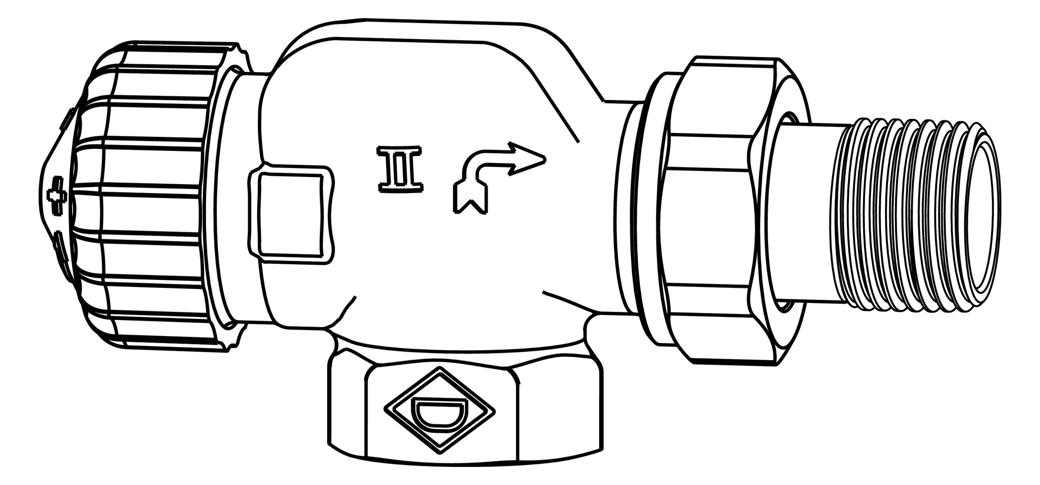 Heimeier Thermostat-Ventilunterteil V-exact II DN 15, Rp 1/2 x R 1/2, Axial
