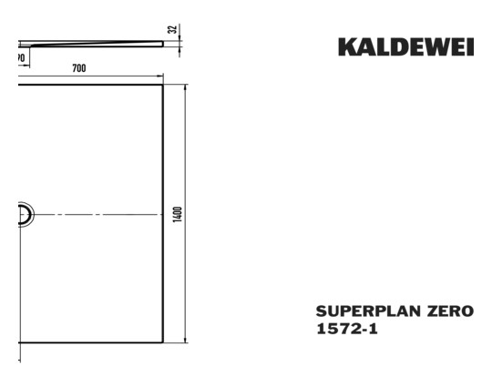 Kaldewei Duschwanne SUPERPLAN ZERO 1572-1 70x140cm, Secure Plus, weiß