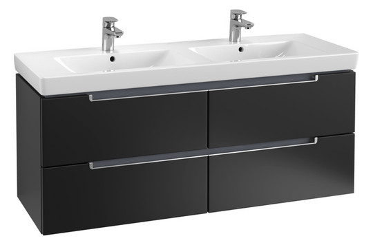 V&B Waschtisch-Unterschrank Subway 2.0 128,7x52x44,9cm, Griff silber matt, black matt lacquer