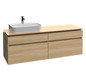 V&B Waschtischunterschrank Legato 160x55x50cm, Waschtisch links, mit LED-Beleuchtung, Stone Oak
