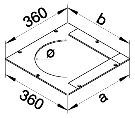 Montagedeckel ST quadrat 340mm trocken 360x360mm 4mm Abdeckung Montageöffnung