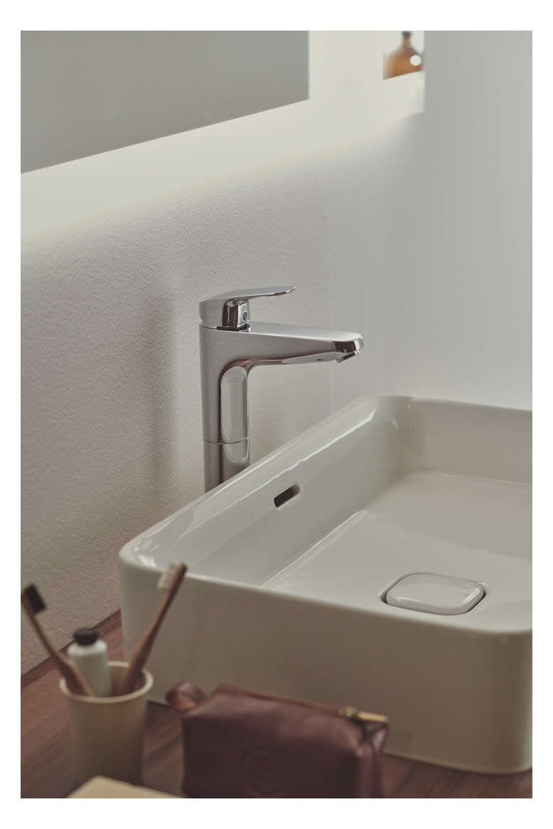 Ideal-Standard Waschtisch-Einhebelmischer CeraFlex chrom, verlängerter Sockel, mit Ablaufgarnitur, Ausladung 140mm Ideal-Standard Waschtisch-Einhebelmischer CeraFlex chrom, verlängerter Sockel, mit Ablaufgarnitur, Ausladung 140mm