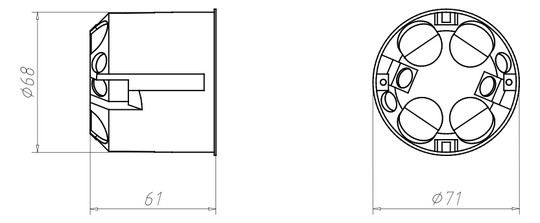 Verbindungsdose HW Ø68x61mm Kst IP3X rnd Ger/VerbDose/kast
