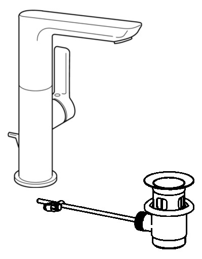 HANSA Waschtisch-Einhebelmischer HANSALIGNA Hebel seitlich, mit Ablaufgarnitur, Ausladung 116mm, chrom