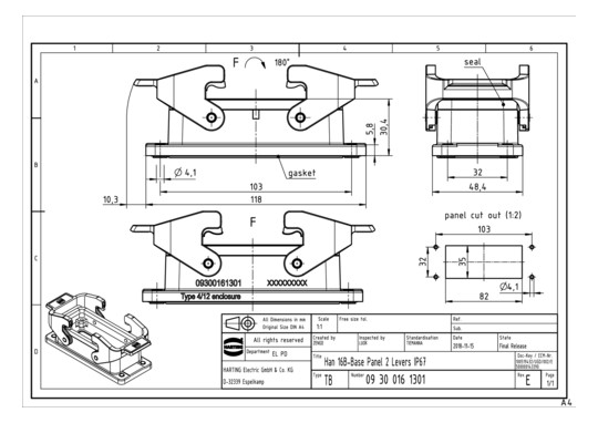 Harting Han 16B-AGG-QB Anbau 09300161301 