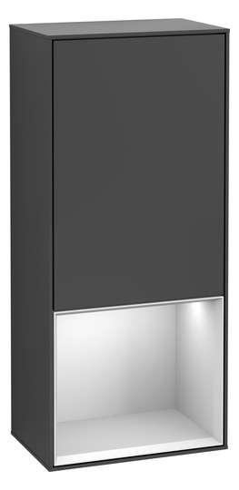 V&B Seitenschrank Wandbeleuchtung Finion 41,8cm, links, Regal unten Olive Matt, Oak Veneer