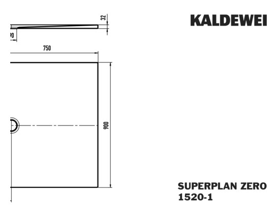 Kaldewei Duschwanne SUPERPLAN ZERO 1520-1 75x90cm, Secure Plus, weiß