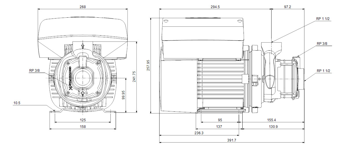 Grundfos Kreiselpumpe CME A 15-1 AQQV, 2,2 kW, 4 A, horizontal, 3x 380-500 V