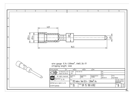 HART Han M23 Sti-c 1mm       09151006102 