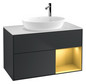 V&B Waschtisch-Unterschrank Finion 100cm, Abdeckplatte white matt, Regal Gold matt lacquer, Midnight Blue Matt Lacquer