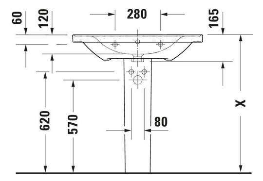 Duravit Möbel-Waschtisch D-Neo 80 x 48 cm, ohne Hahnloch, weiß WonderGliss, mit Überlauf, Hahnlochbank