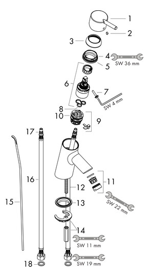 hansgrohe Waschtisch-Einhebelmischer Talis S mit Zugstangen-Ablaufgarnitur, chrom
