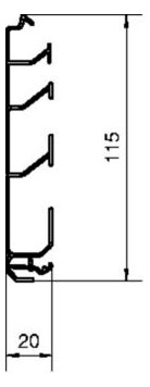 Sockelleistenkanal UT H115mm Kst 2trennw sw