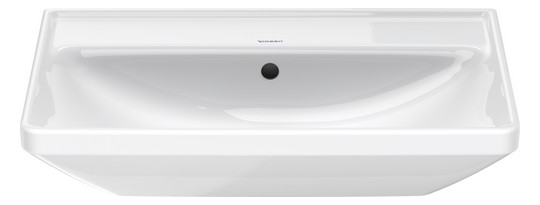 Duravit Waschtisch D-Neo 65 x 44 cm, ohne Hahnloch, weiß WonderGliss, Überlauf, Hahnlochbank, weiß