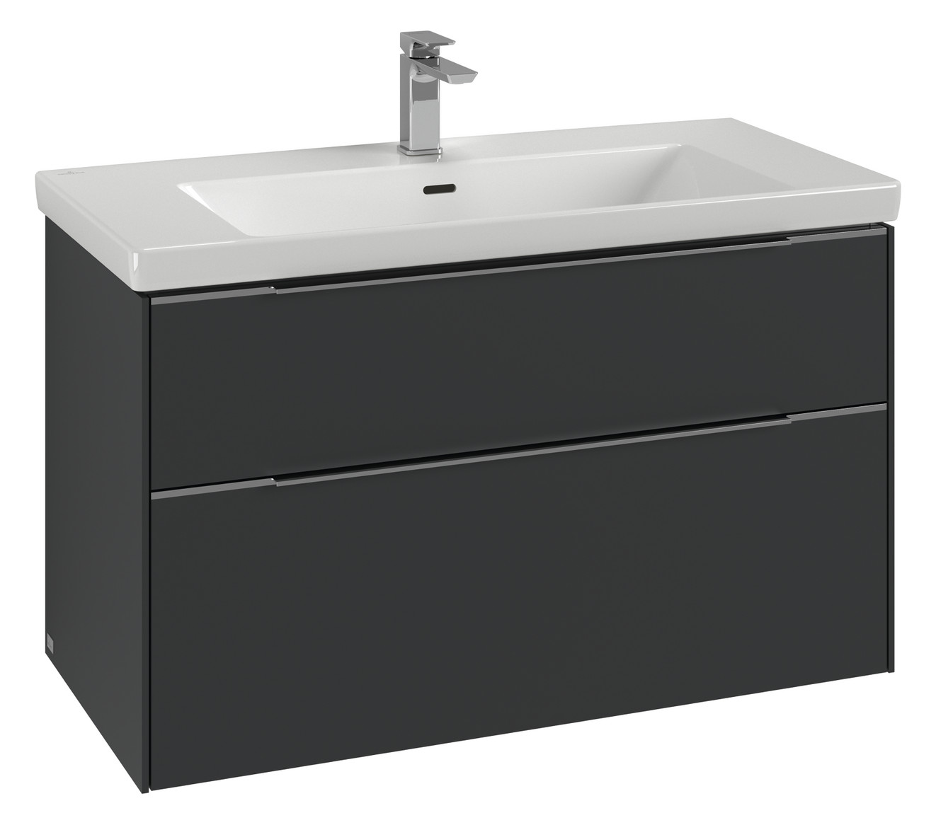 V&B Waschtisch-Unterschrank Subway 3.0 97,3x57,6x47,8cm, mit LED/Griff Volcano black, cashmere grey