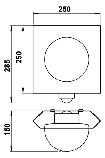 Wandanbauleuchte 75W HV edst IP44 E27 BWM 150x230x275mm