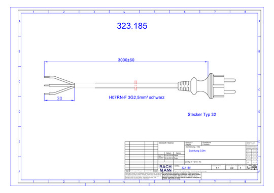 Bachmann Zuleitung H07RN-F 3G2,5 323.185 