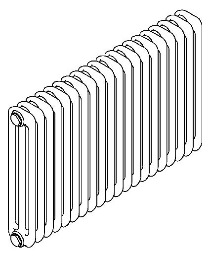 Bemm Austausch-Röhrenradiatoren Aura BT 101 mm, 16 Elemente, Bauhöhe 965mm, weiß 9016