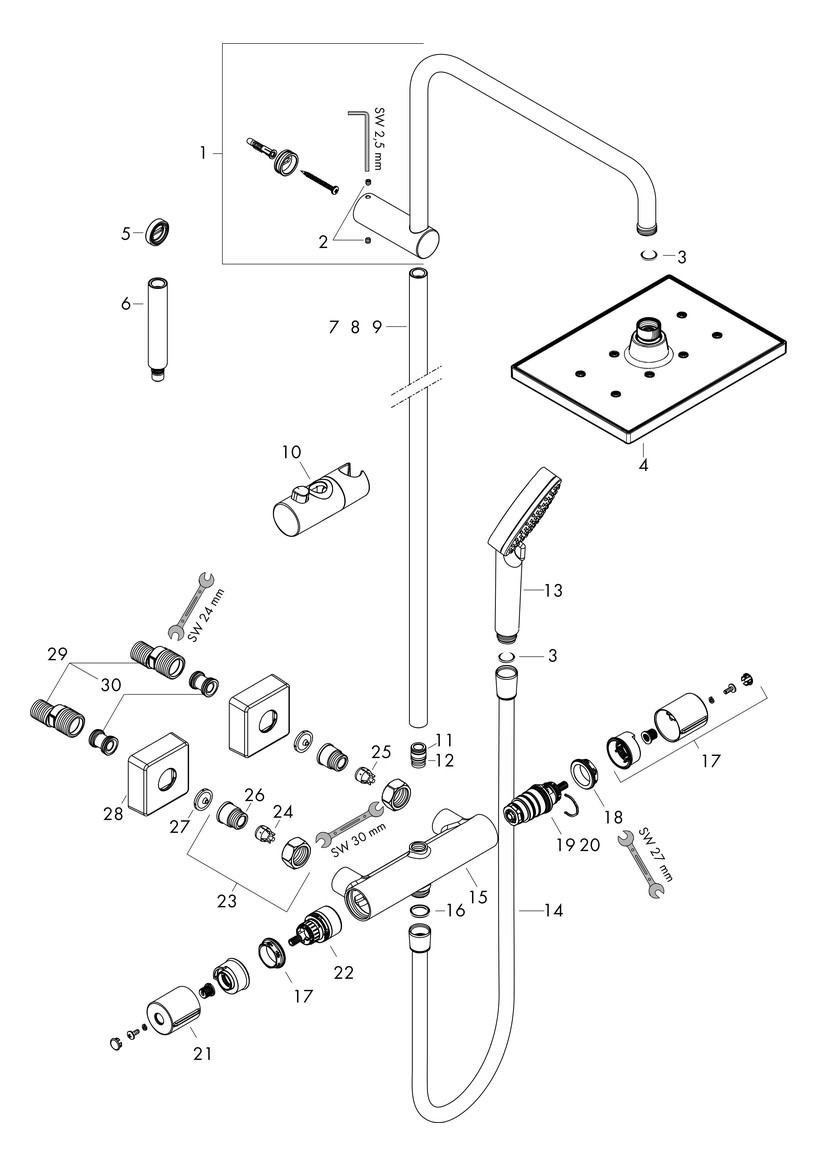 hansgrohe Showerpipe 230 Vernis Shape mit Thermostat, 1jet, EcoSmart, 6,8 l/min, mattschwarz