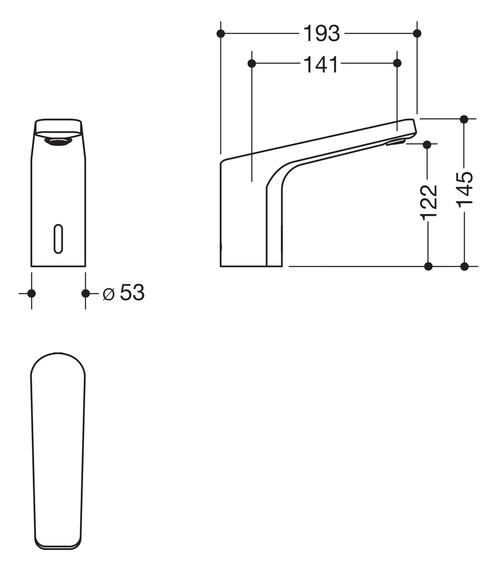 HEWI Infrarot-Waschtisch-Armatur SENSORIC AQ 950 kubisch, Batteriebetrieb, verchromt