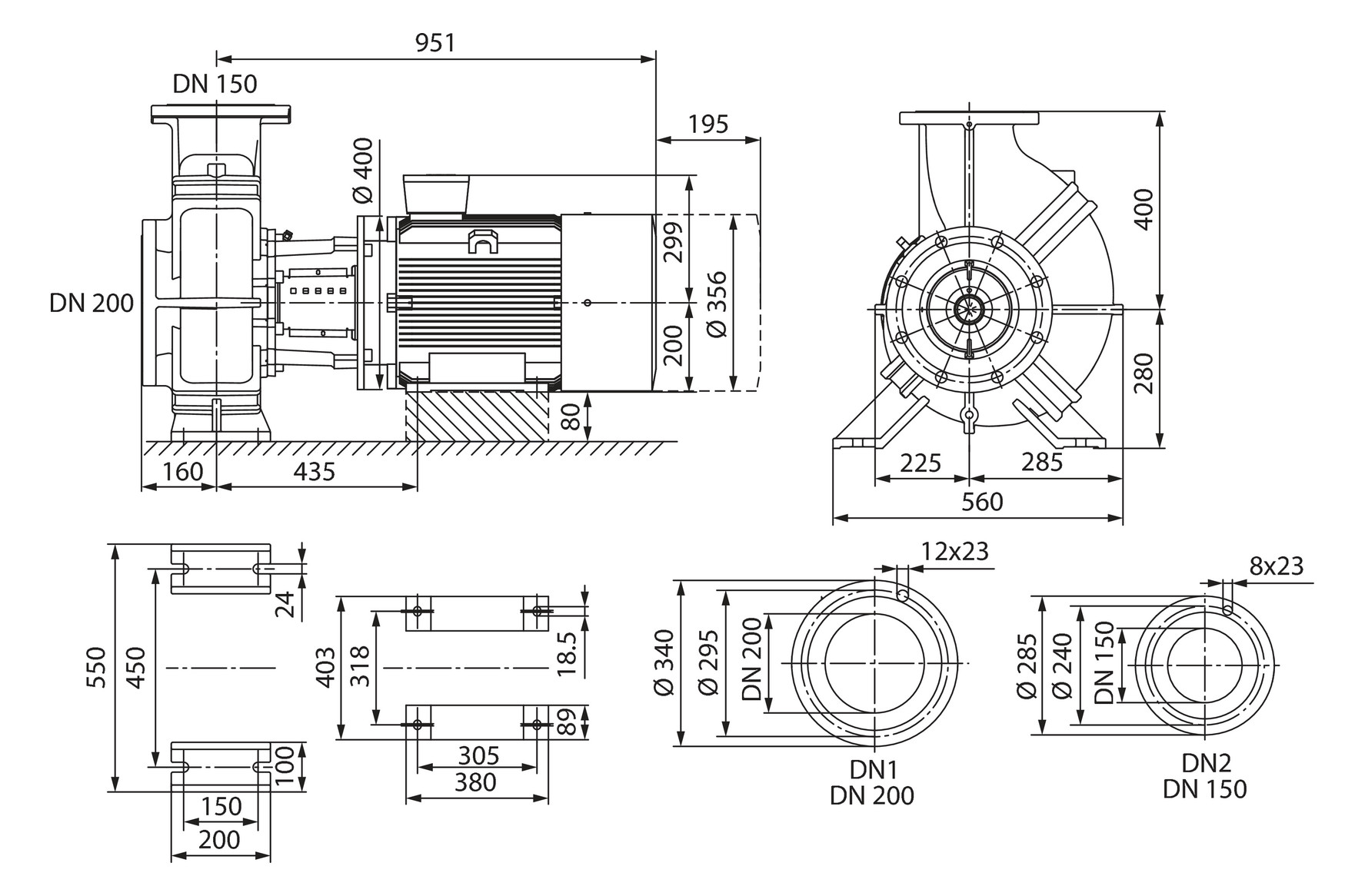 Wilo Trockenläufer-Blockpumpe CronoBloc BL 150/285-30/4, 30 kW, 4-polig