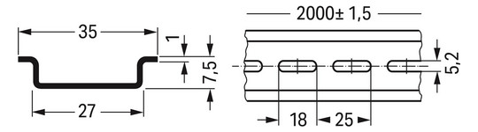 Tragschiene ST g/vz Serie 210 L2000mm Langl Hutschiene TH15