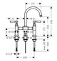 hansgrohe 2-Griff-Waschtisch-Brücken-Armatur 220 Axor Montreux Ausladung 175mm, mit Hebelgriffe, Zugstangen-Ablaufgarnitur, brushed red gold