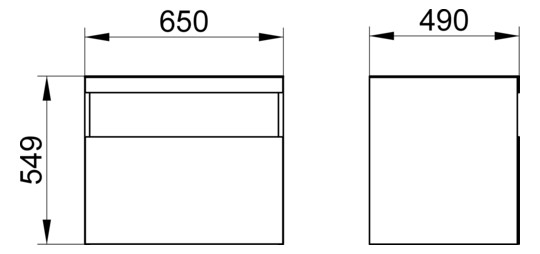 KEUCO Waschtisch-Unterschrank Stageline 65 x 55 x 49 cm, Dekor weiß, Glas weiß klar, ohne Elektrik, Hahnlochbohrung rechts