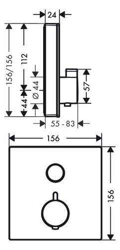 hansgrohe Fertigmontageset ShowerSelect Glas UP-Thermostat, 1 Verbraucher, Glas, weiß/chrom