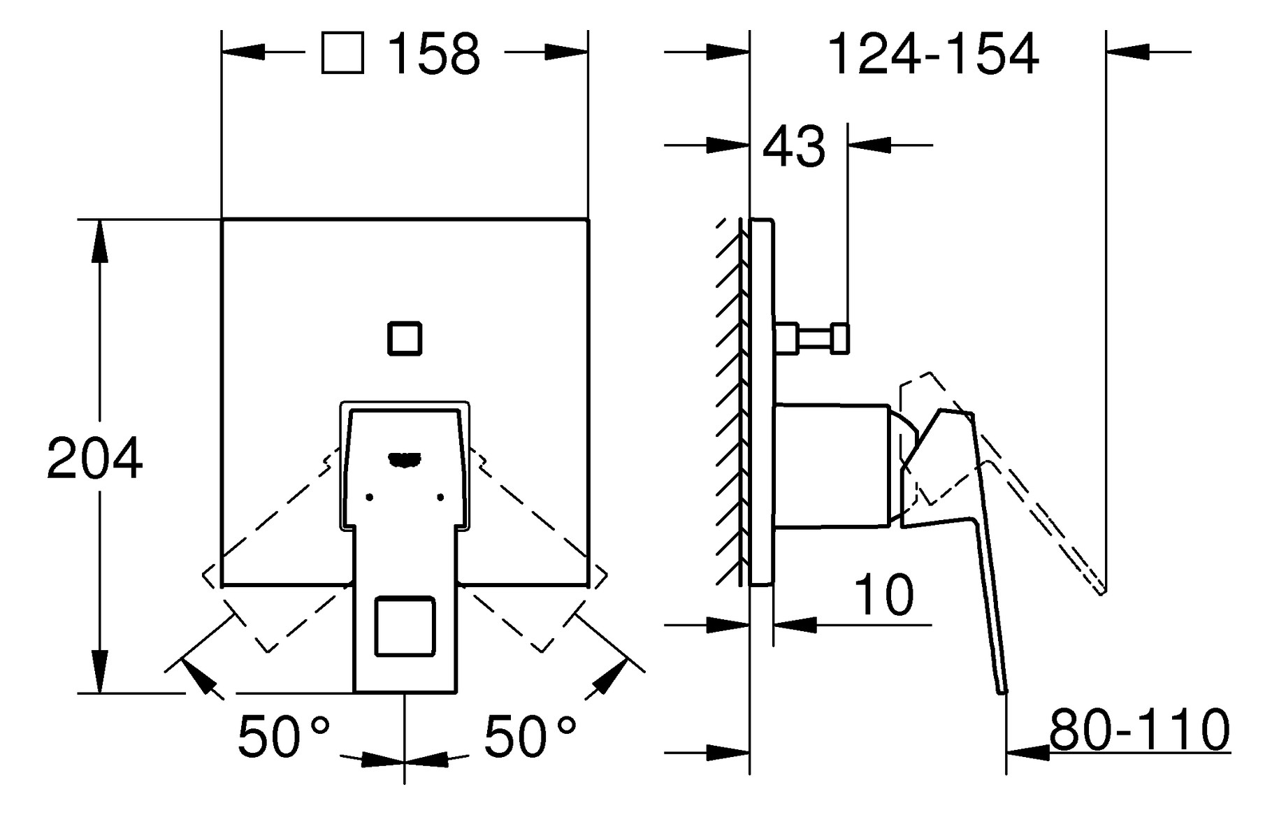 GROHE Fertigmontageset Eurocube Joy UP-Wannen-Einhebelmischer, chrom
