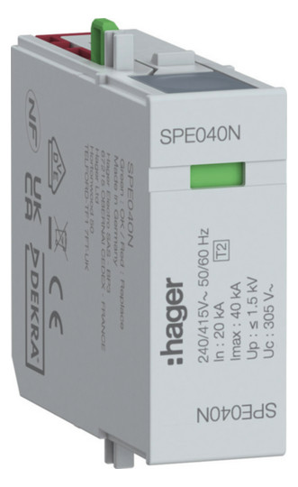 Hager Steckmodul N-PE Uc 255V In SPE040N 