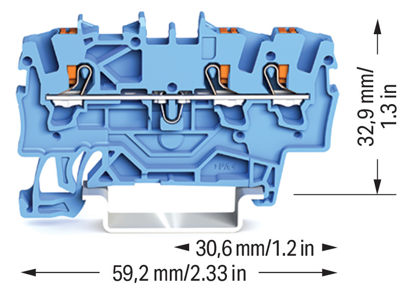 Reihenklemme 0,25-2,5qmm 1Etage 3kl bl 18A TS35 Hutschiene TH35
