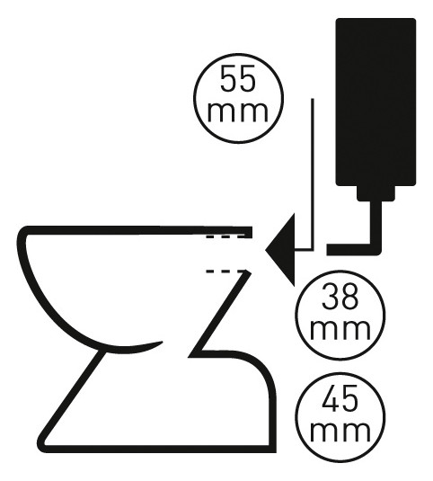 STEDO Euro-WC-Gummiverbinder Ø 55 mm, Rohr Ø 38-45 mm, schwarz