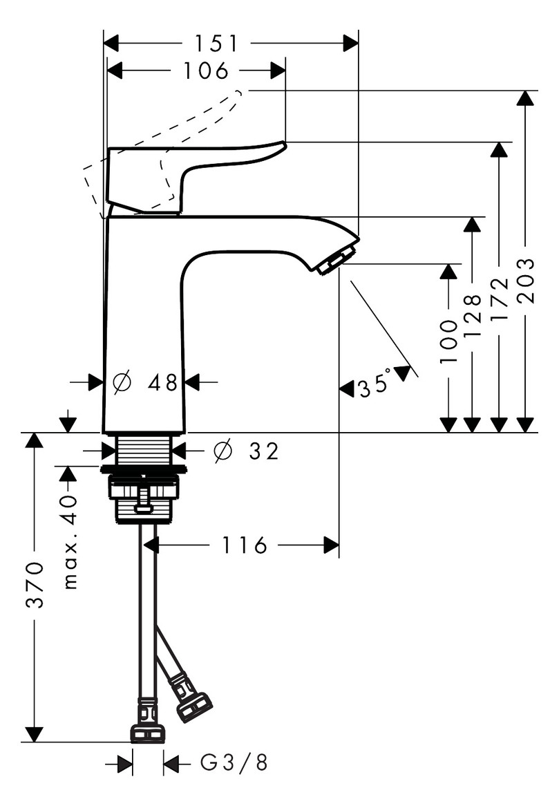 hansgrohe Waschtisch-Einhebelmischer 110 Metris EcoSmart plus ohne Ablaufgarnitur, 3,5 l/min, chrom